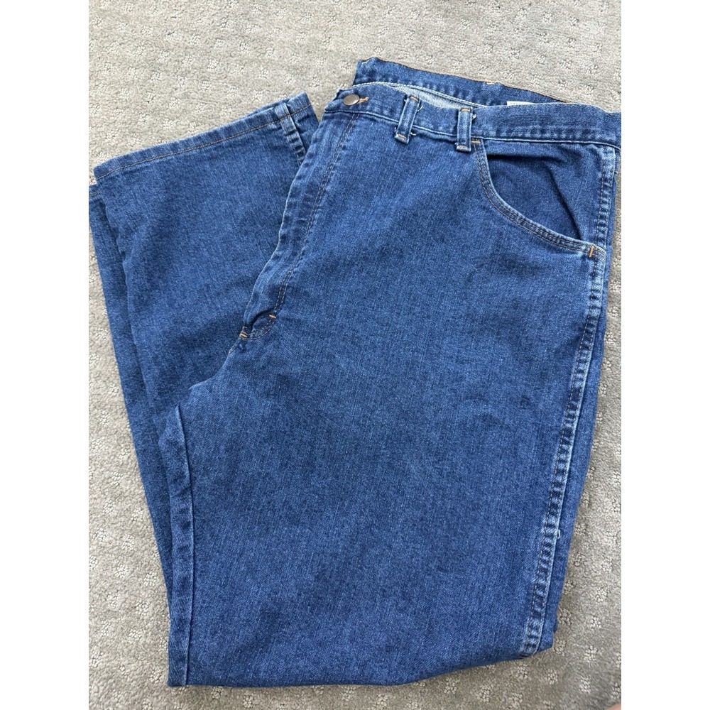 Wrangler Five Star Relaxed Fit Blue Jeans Men Stretch‎ Zip Button 5-Pocket 44x30